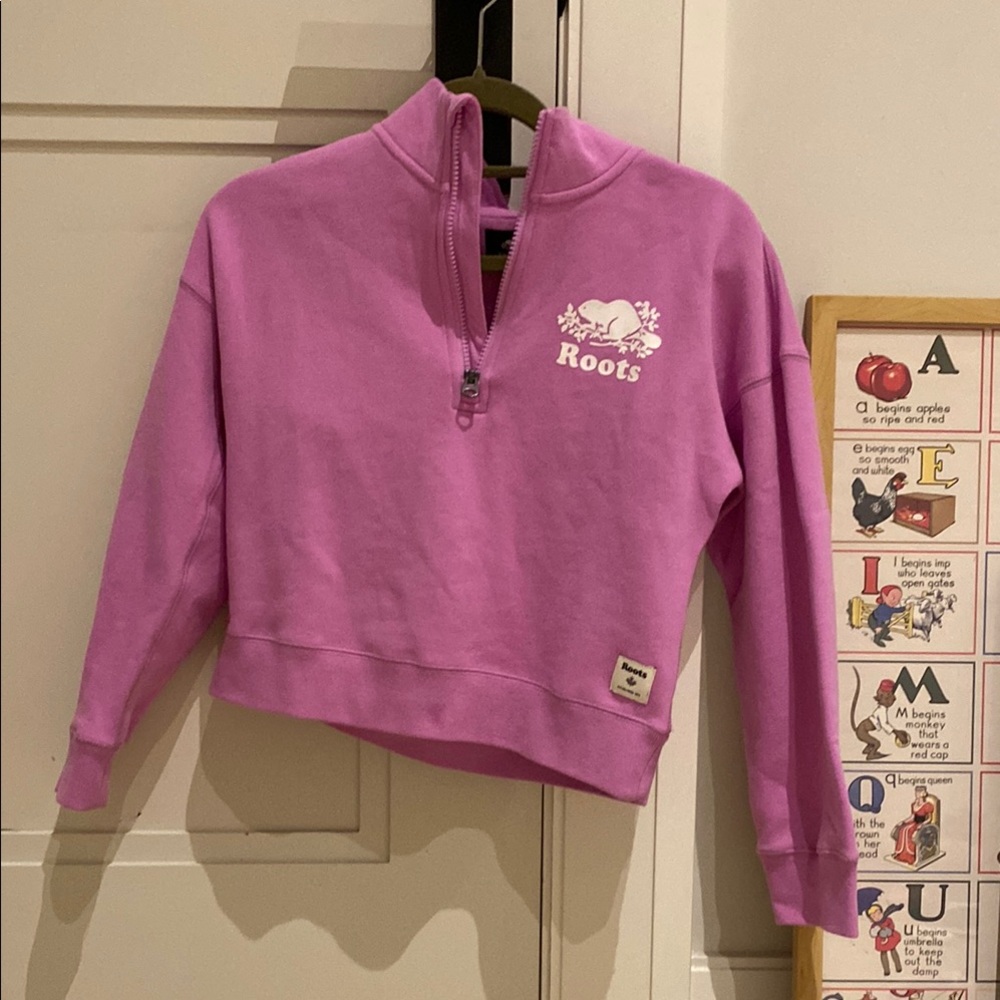 Roots Pink Quarter-Zip Sweatshirt